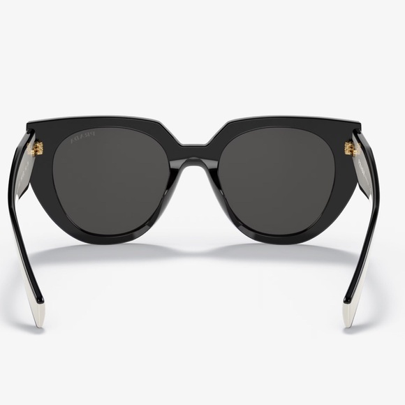 Prada 52mm Cat Eye Sunglasses Black Talc Grey White Sunnies Authenticated - Picture 8 of 12